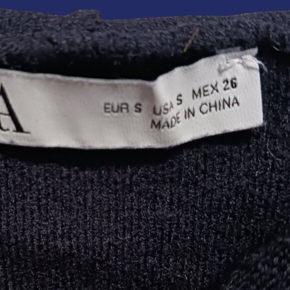 Zara Womens Striped Hem Cropped Hoodie Black & White Size Small - Picture 3 of 7